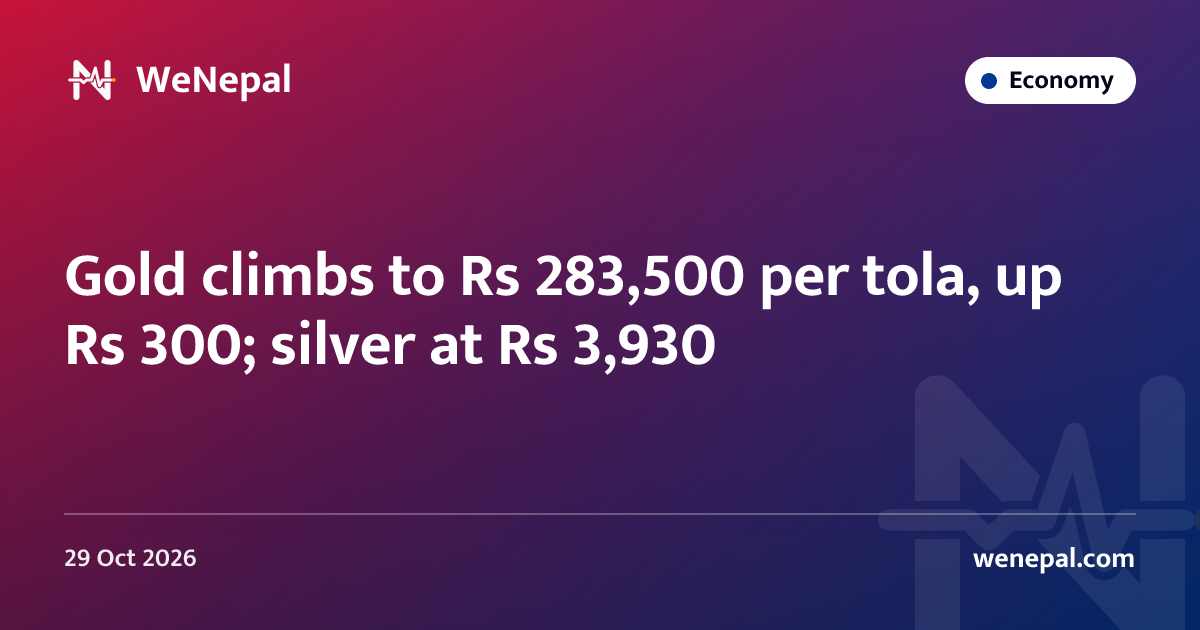 Gold climbs to Rs 283,500 per tola, up Rs 300; silver at Rs 3,930