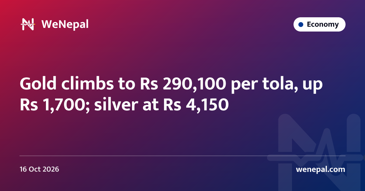 Gold climbs to Rs 290,100 per tola, up Rs 1,700; silver at Rs 4,150