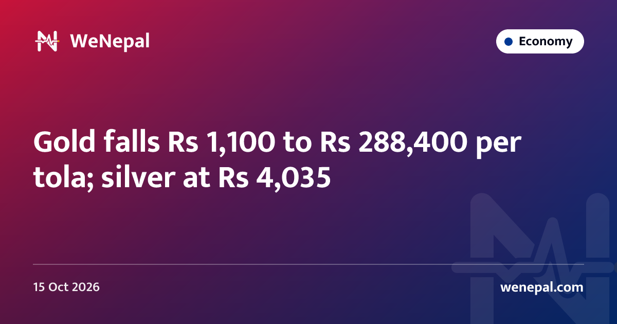 Gold falls Rs 1,100 to Rs 288,400 per tola; silver at Rs 4,035