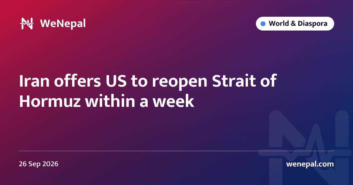 Iran offers US to reopen Strait of Hormuz within a week