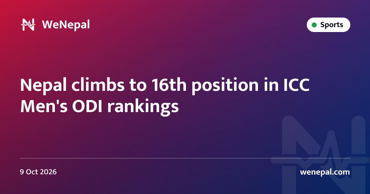 Nepal climbs to 16th position in ICC Men's ODI rankings