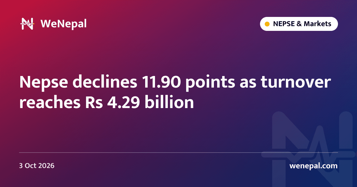 Nepse declines 11.90 points as turnover reaches Rs 4.29 billion