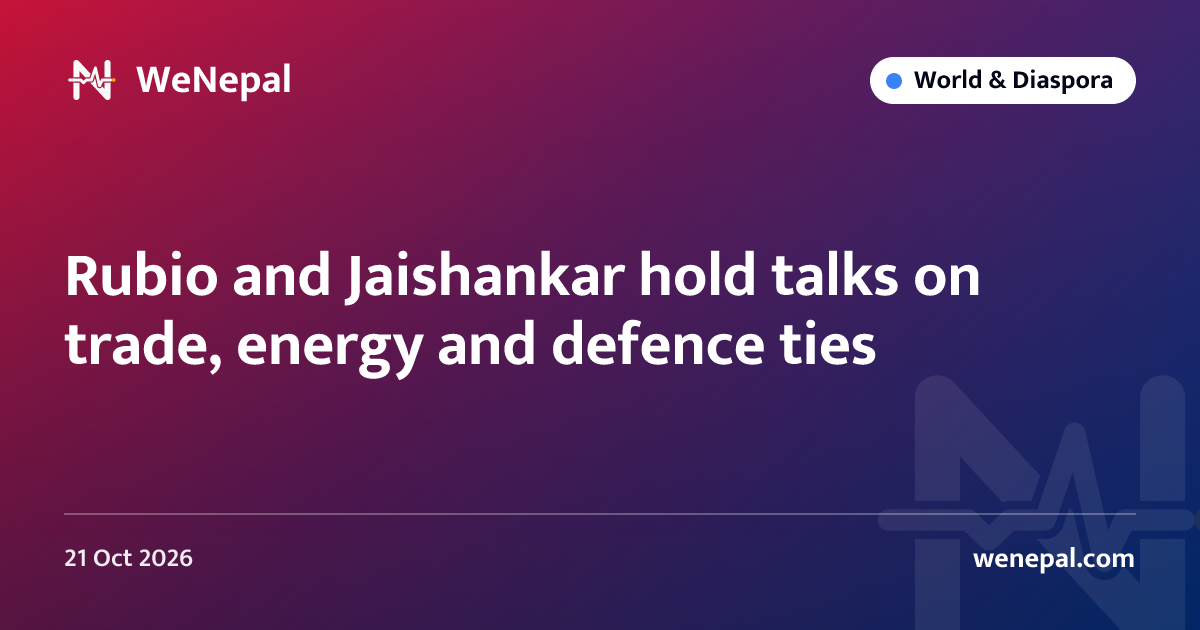 Rubio and Jaishankar hold talks on trade, energy and defence ties
