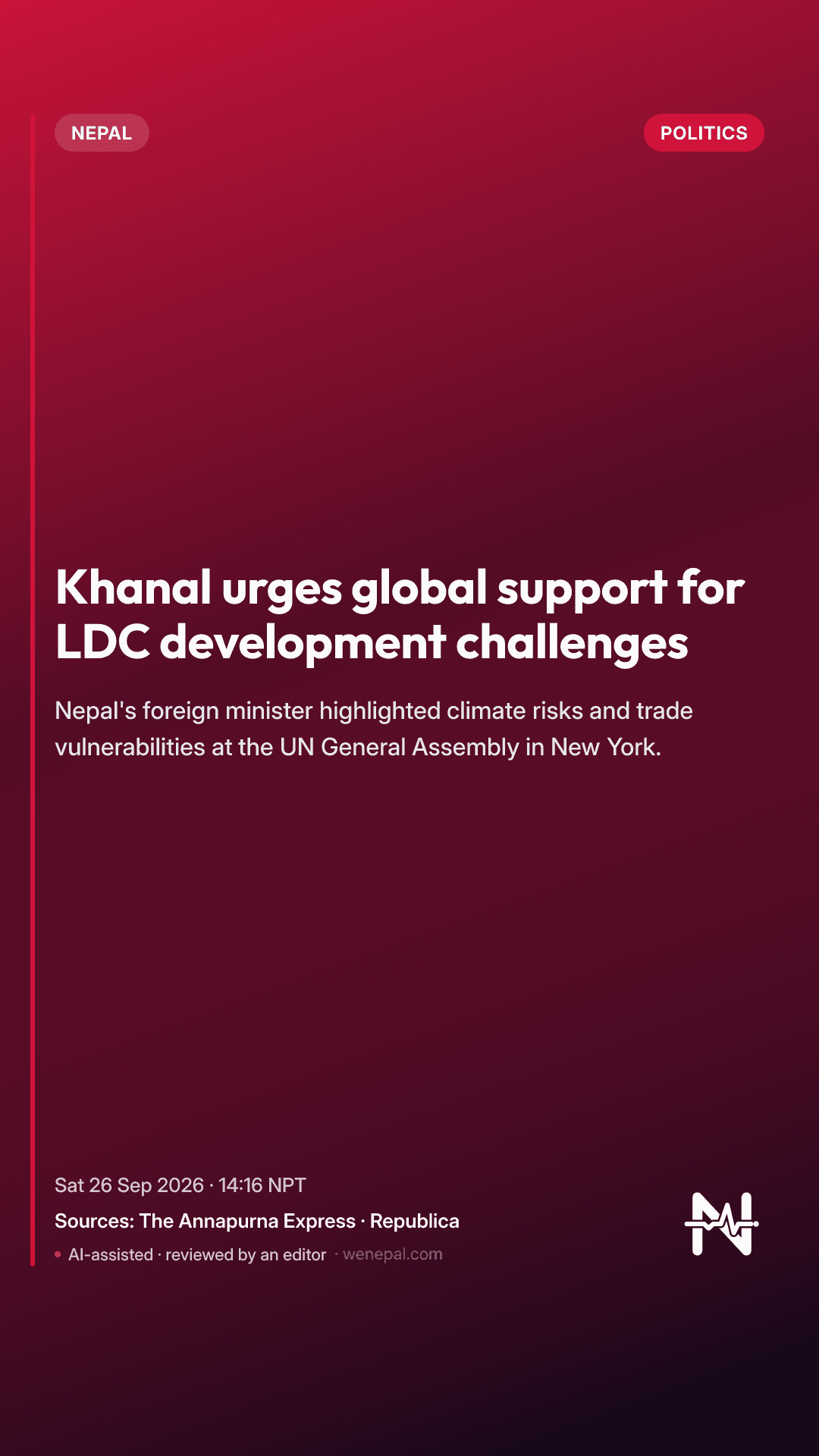 Khanal urges global support for LDC development challenges