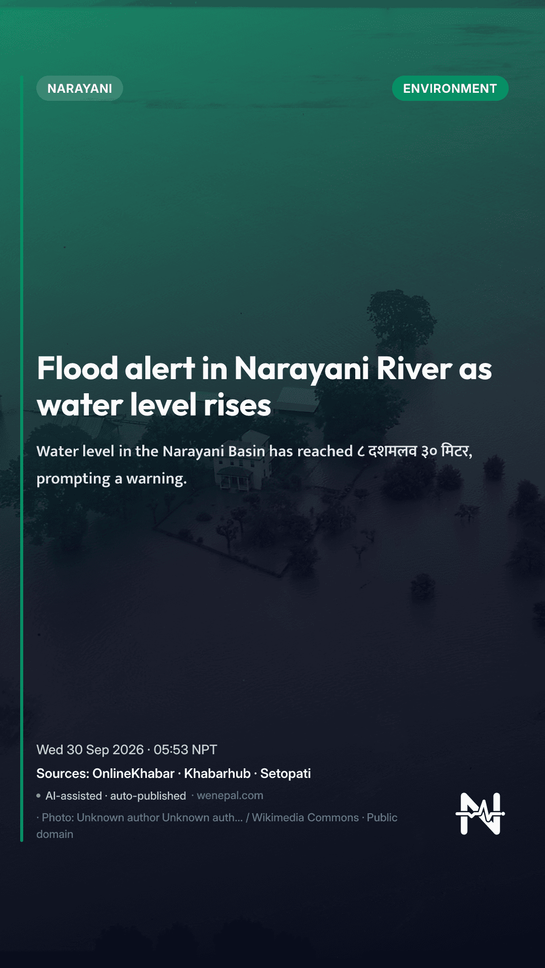 Flood alert in Narayani River as water level rises