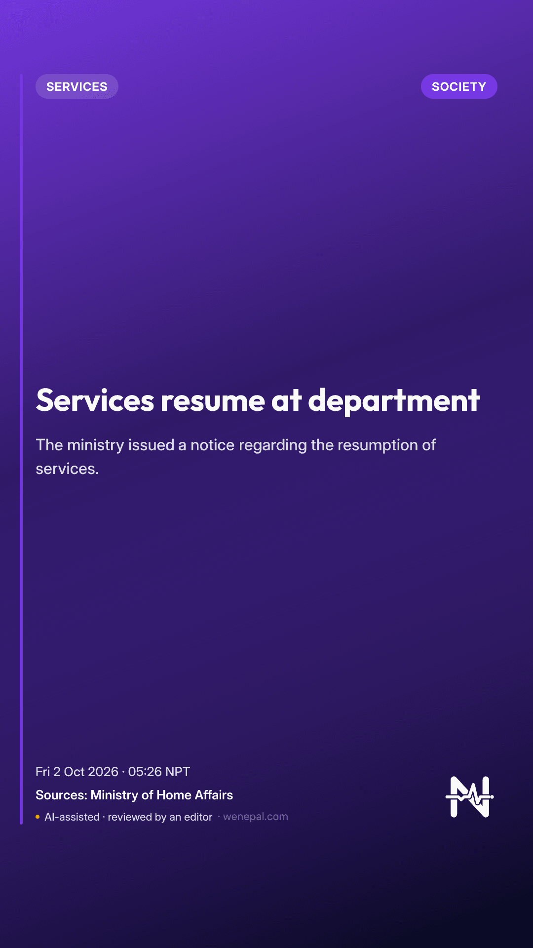 Services resume at department