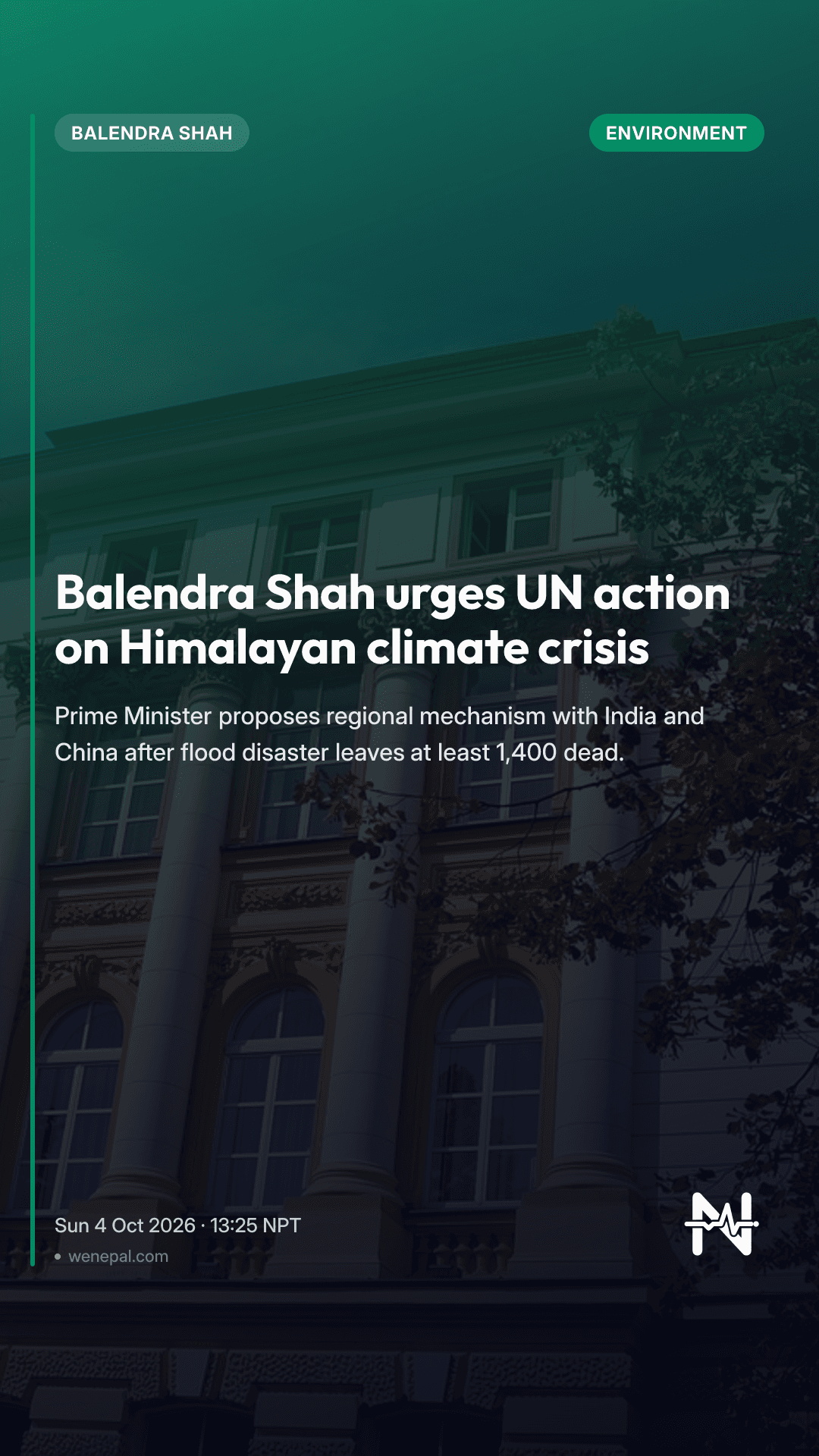 Balendra Shah urges UN action on Himalayan climate crisis