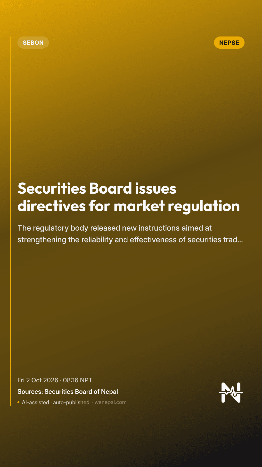 Securities Board issues directives for market regulation
