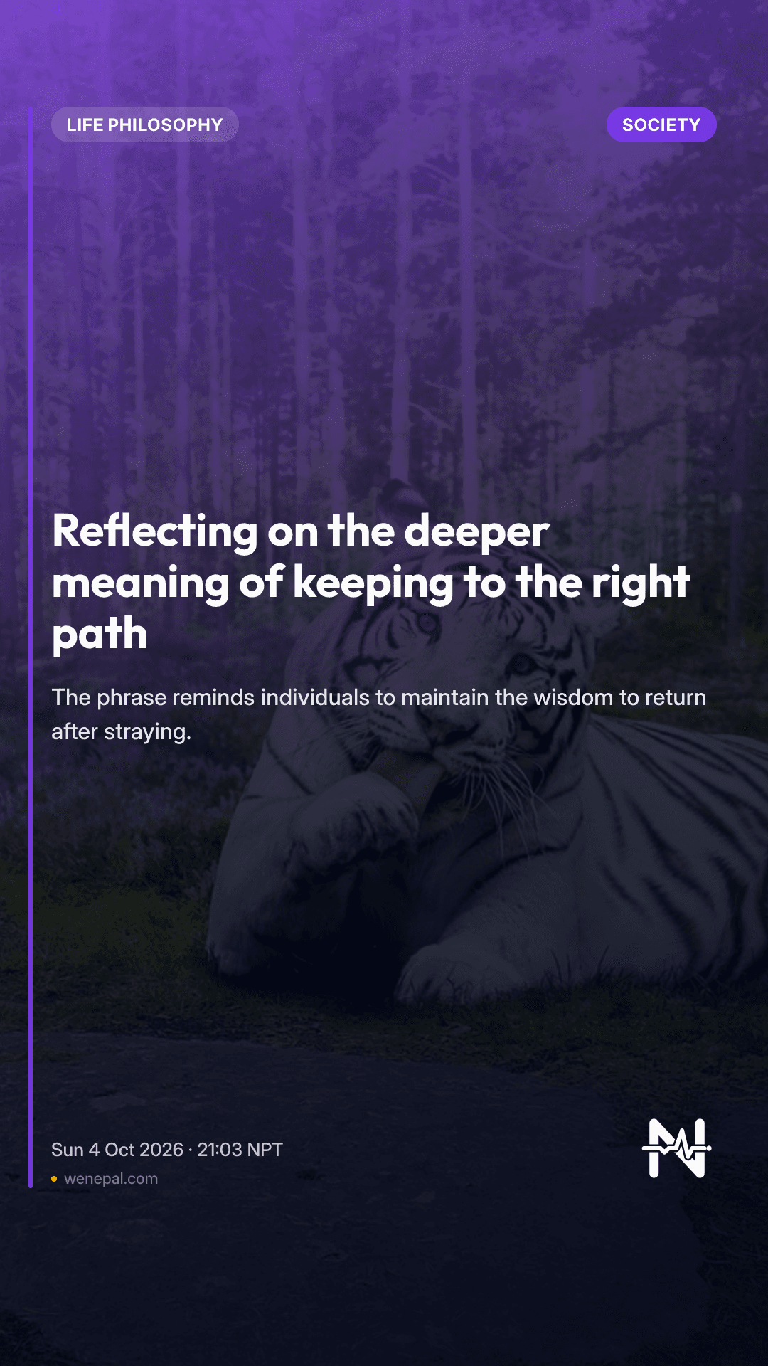 Reflecting on the deeper meaning of keeping to the right path
