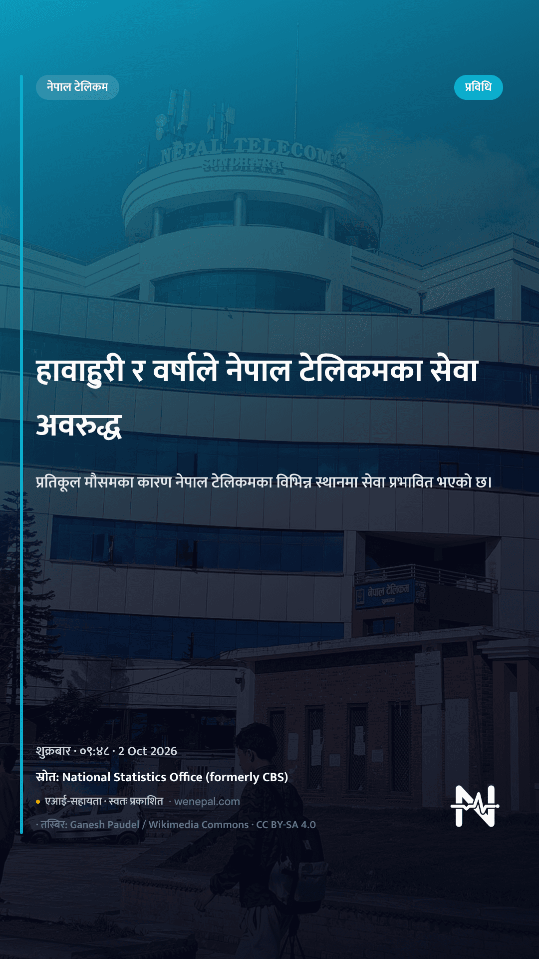 हावाहुरी र वर्षाले नेपाल टेलिकमका सेवा अवरुद्ध