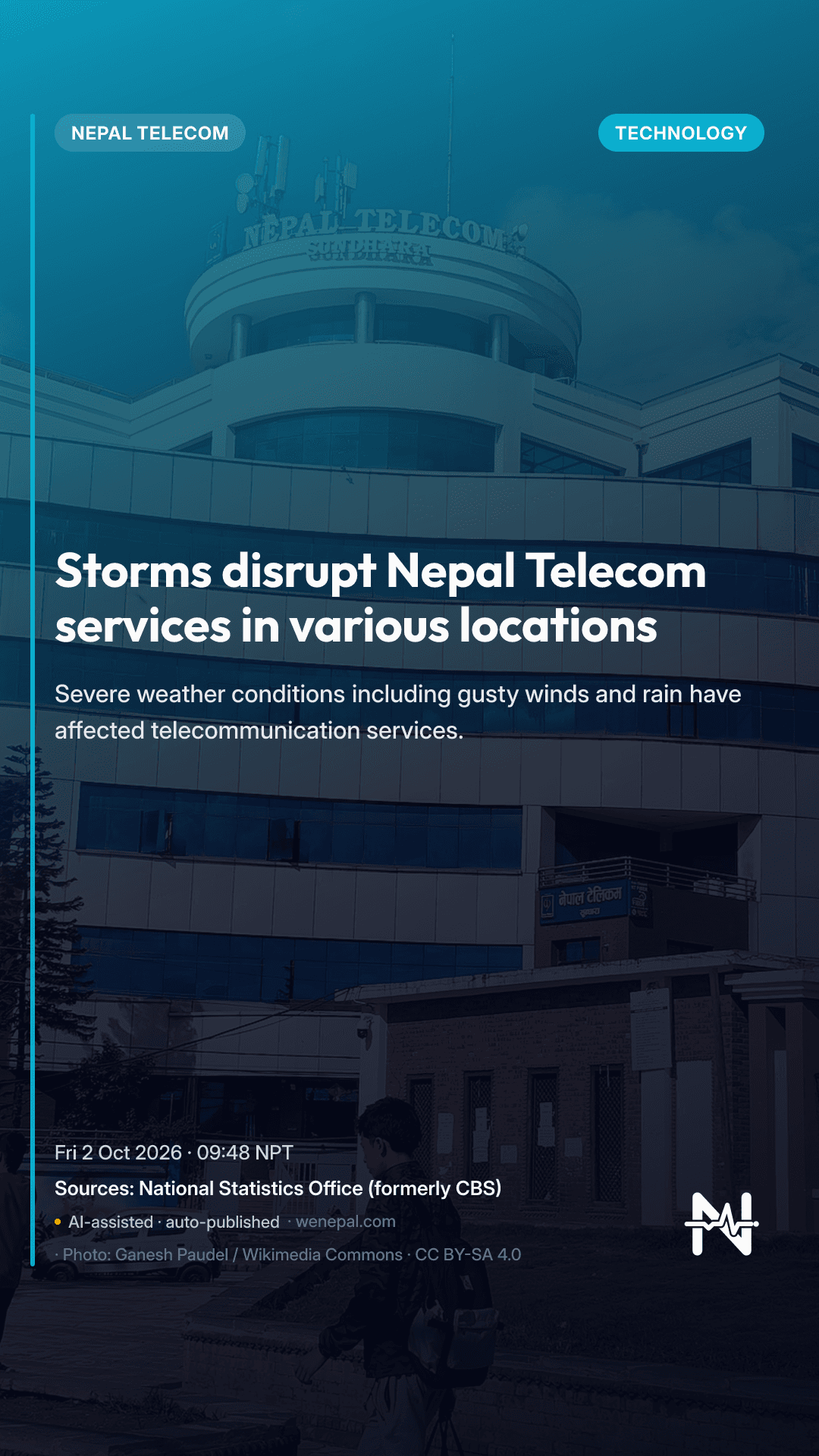 Storms disrupt Nepal Telecom services in various locations