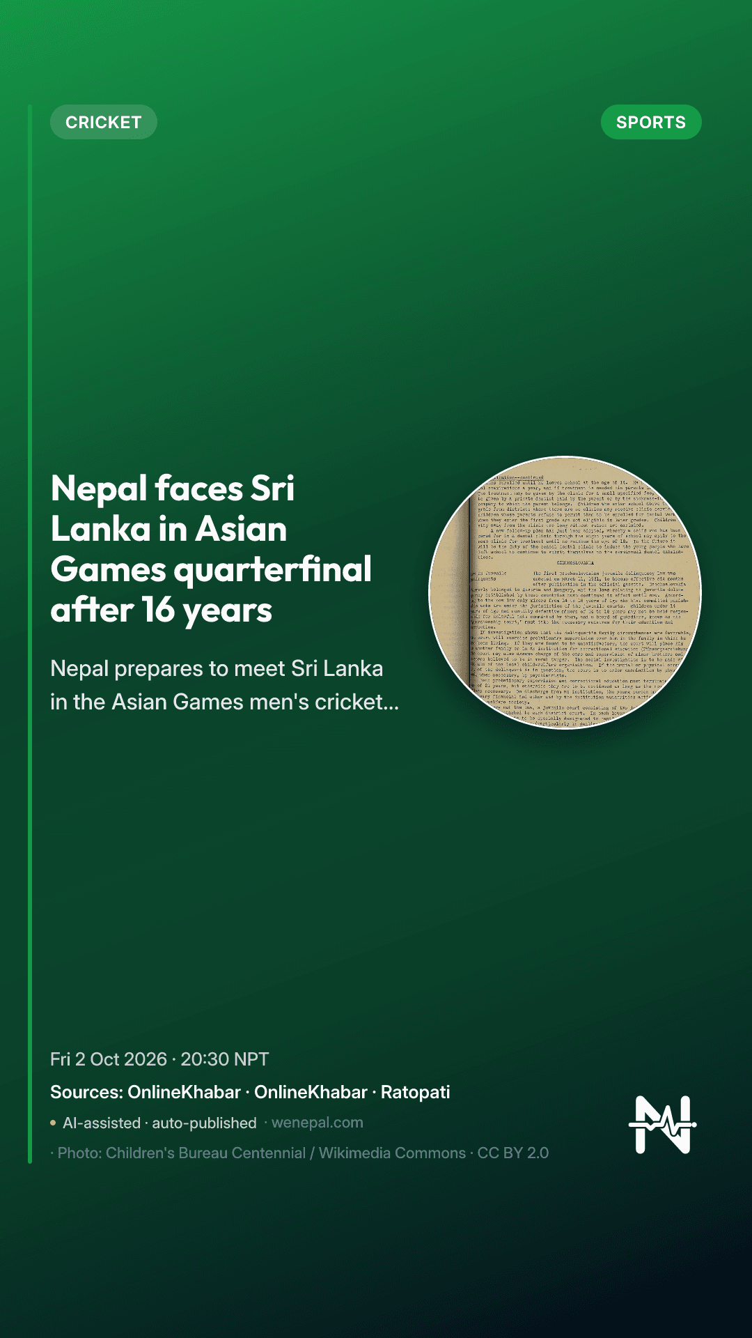 Nepal faces Sri Lanka in Asian Games quarterfinal after 16 years