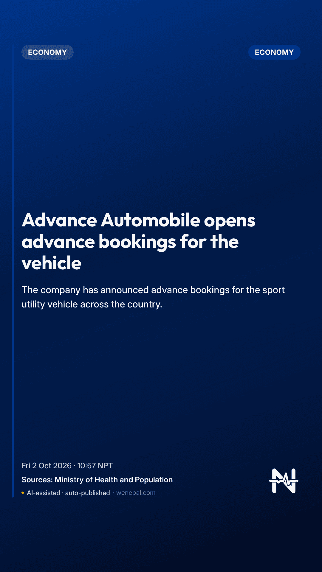 Advance Automobile opens advance bookings for the vehicle