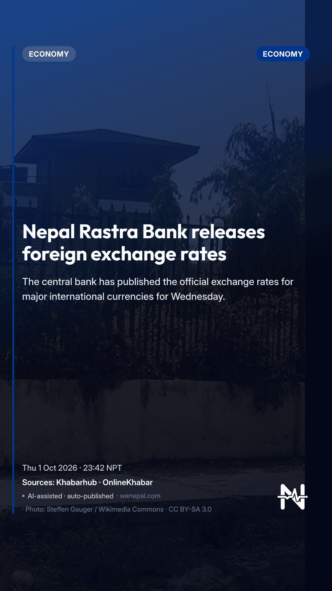 Nepal Rastra Bank releases foreign exchange rates
