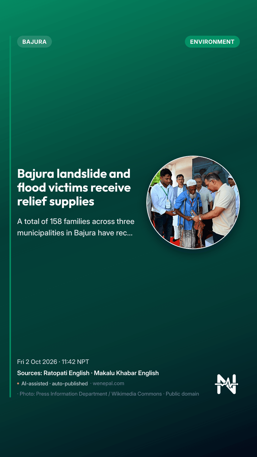 Bajura landslide and flood victims receive relief supplies