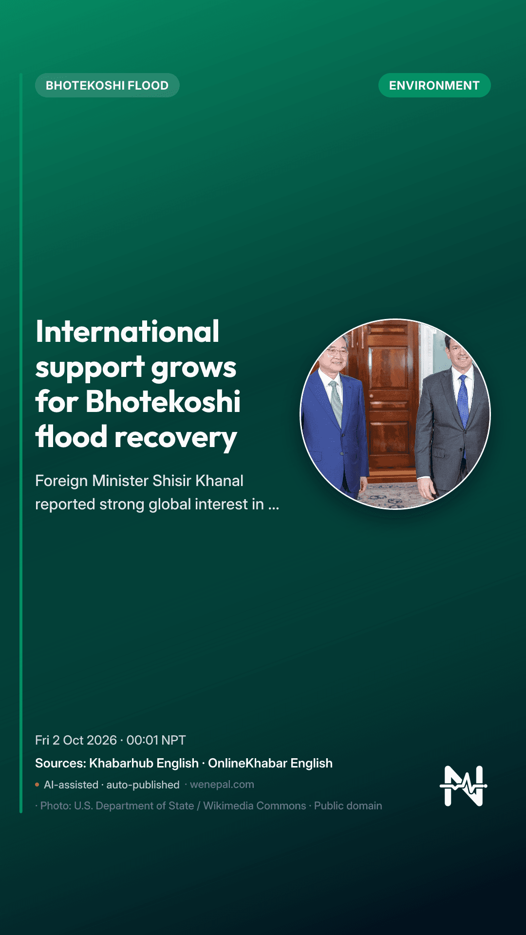 International support grows for Bhotekoshi flood recovery
