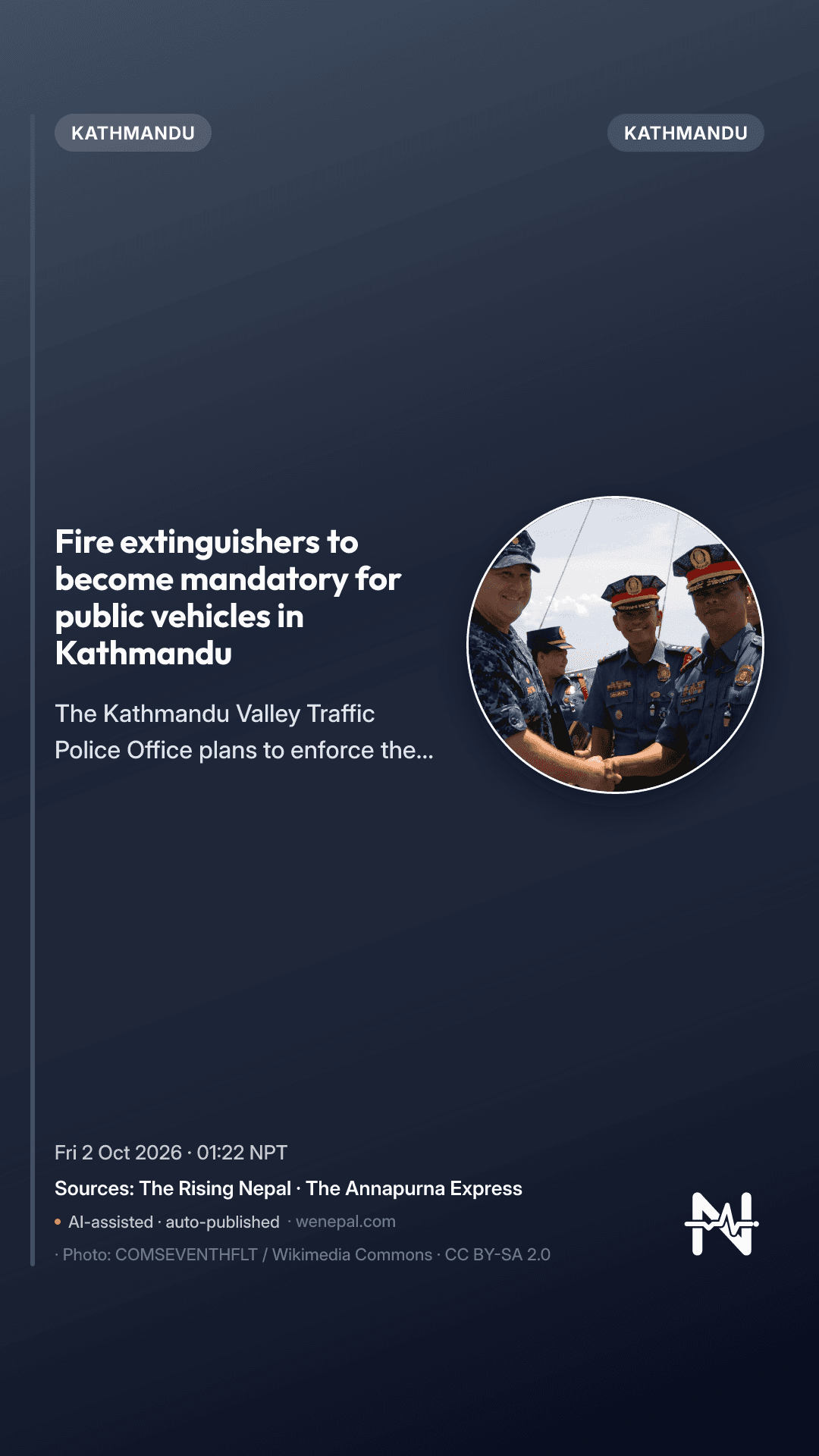 Fire extinguishers to become mandatory for public vehicles in Kathmandu
