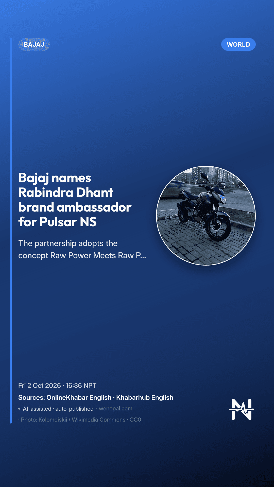 Bajaj names Rabindra Dhant brand ambassador for Pulsar NS