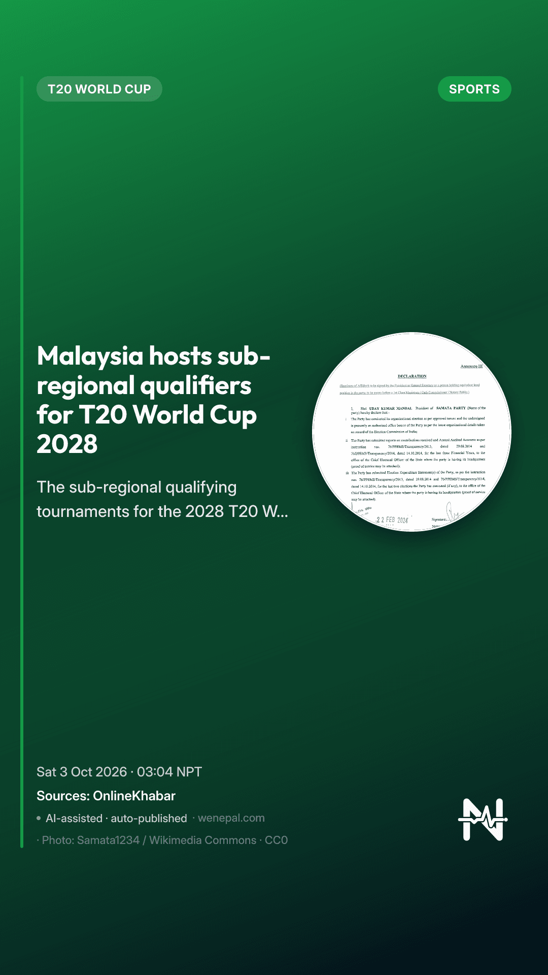 Malaysia hosts sub-regional qualifiers for T20 World Cup 2028