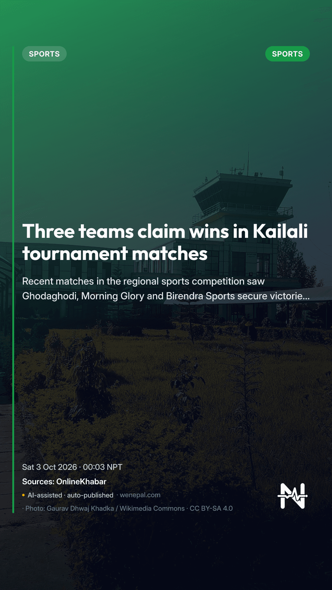 Three teams claim wins in Kailali tournament matches
