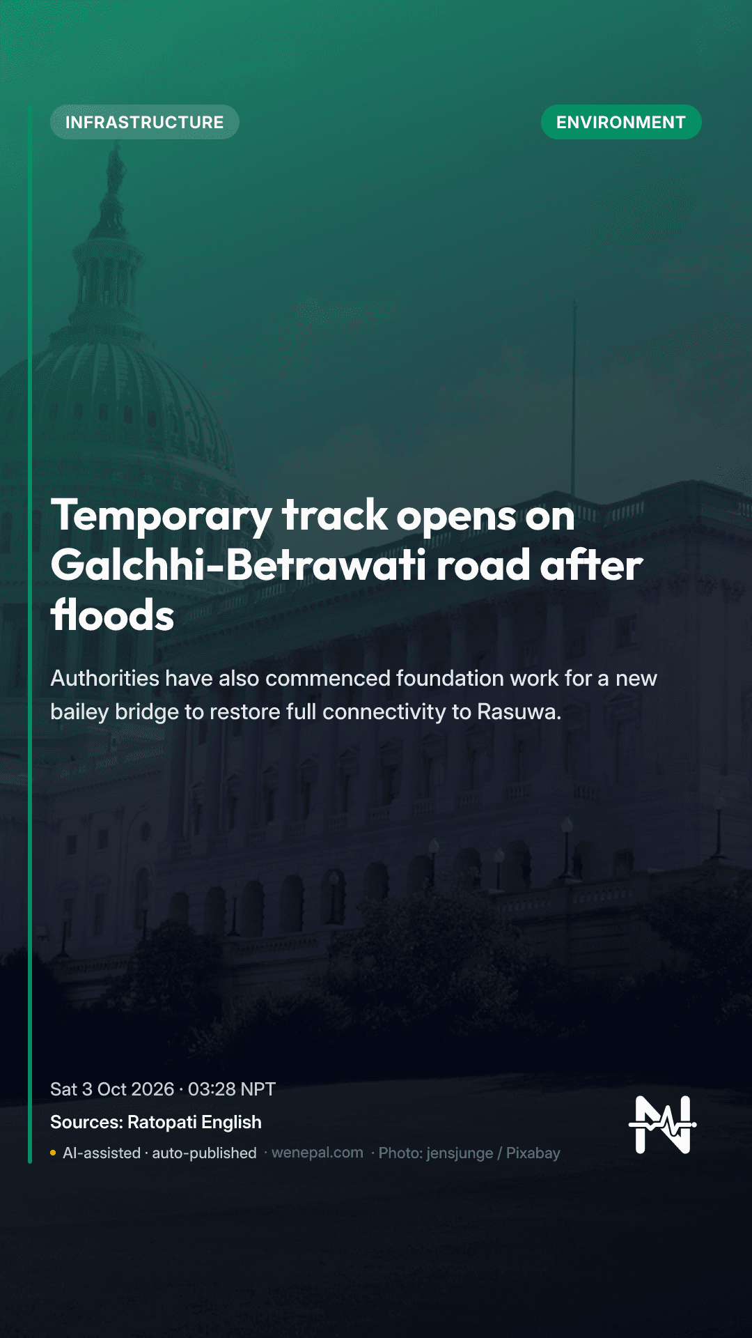 Temporary track opens on Galchhi-Betrawati road after floods