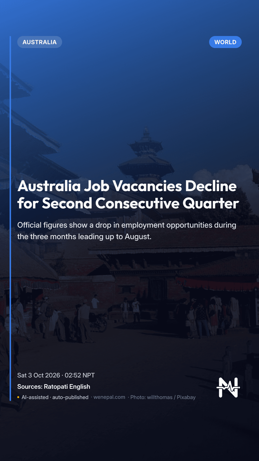 Australia Job Vacancies Decline for Second Consecutive Quarter
