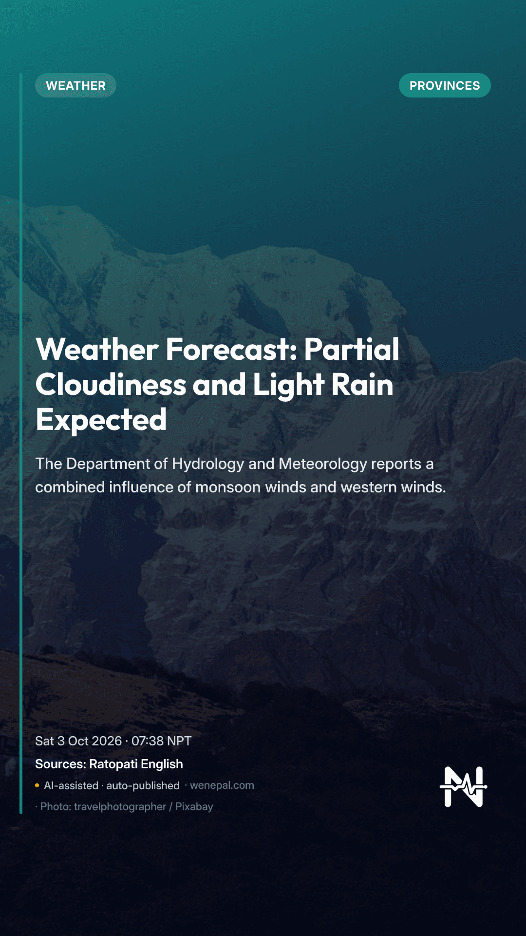 Weather Forecast: Partial Cloudiness and Light Rain Expected