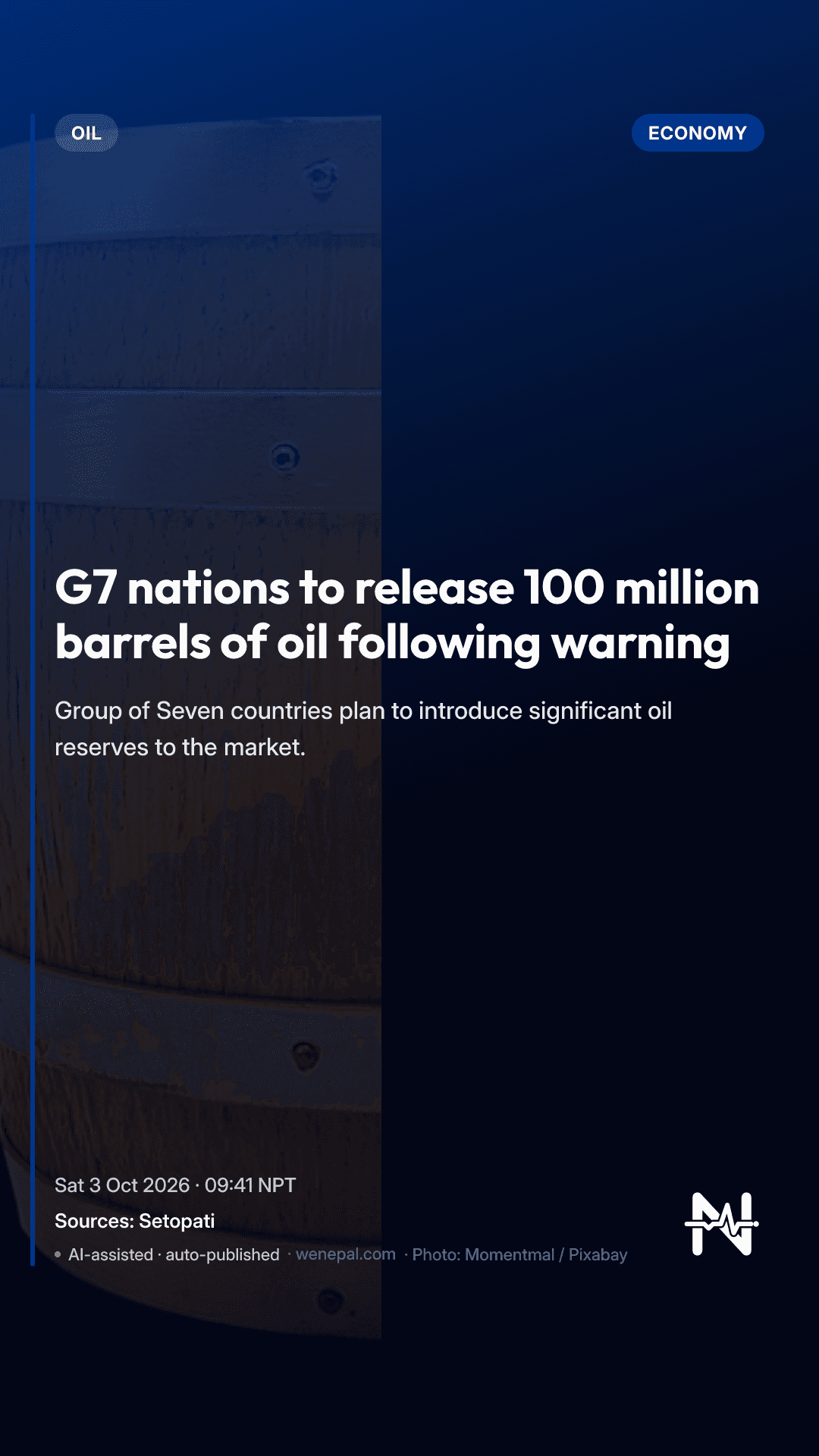 G7 nations to release 100 million barrels of oil following warning