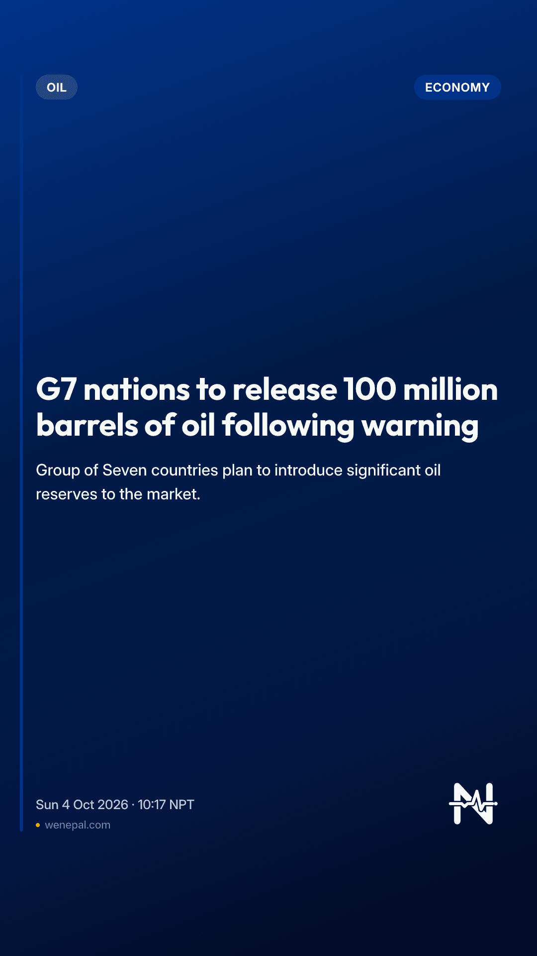 G7 nations to release 100 million barrels of oil following warning
