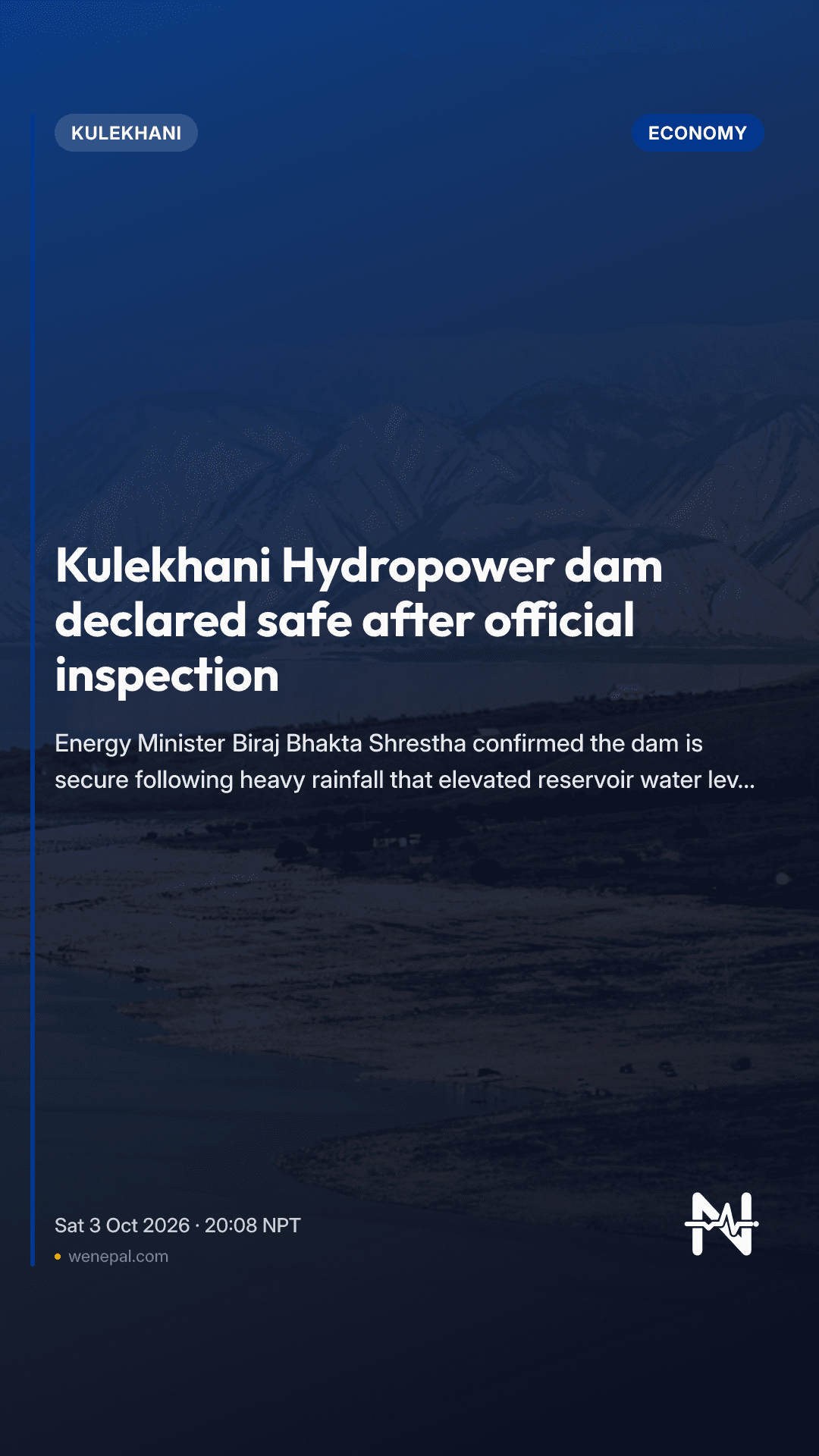 Kulekhani Hydropower dam declared safe after official inspection