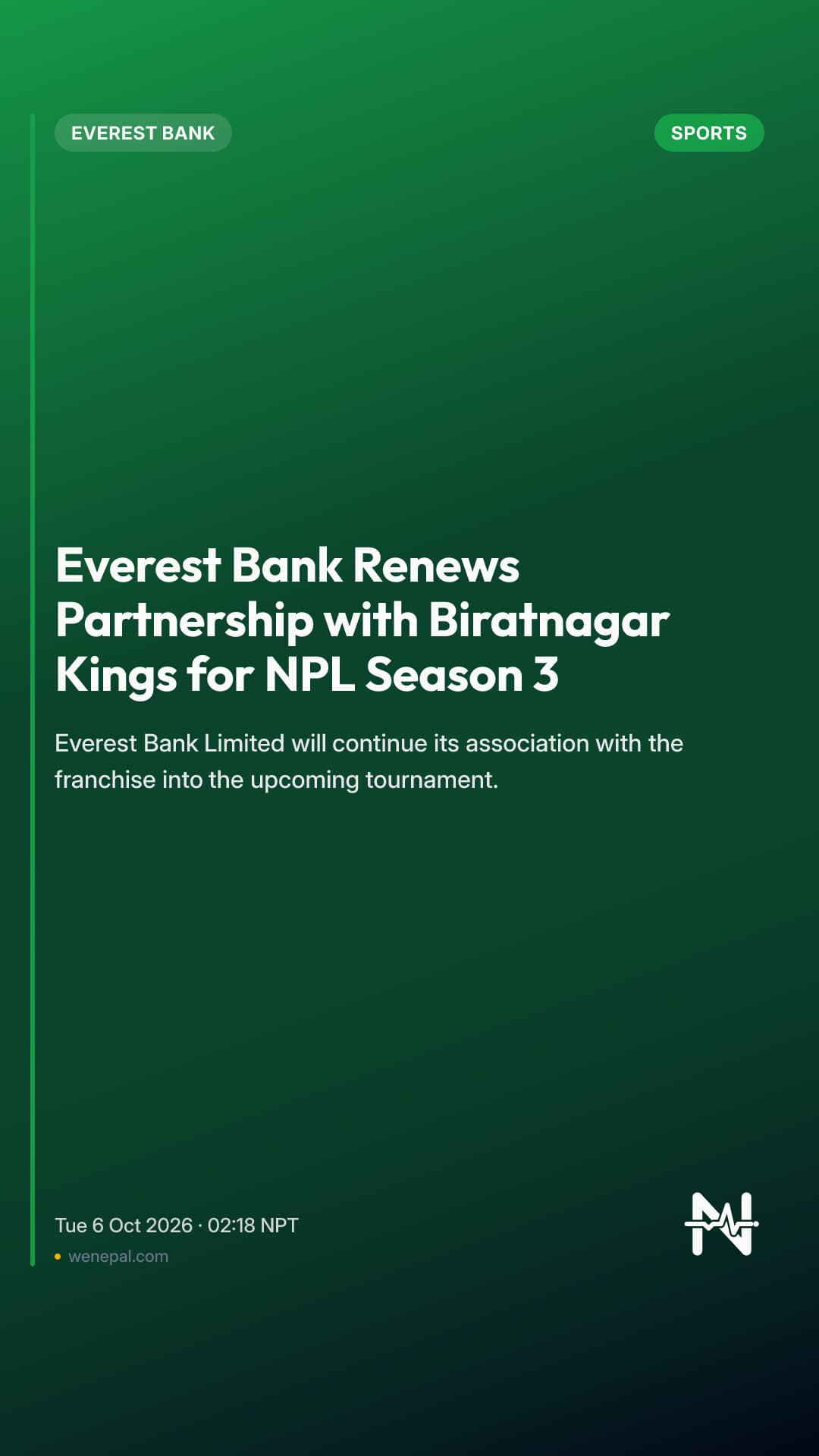Everest Bank Renews Partnership with Biratnagar Kings for NPL Season 3