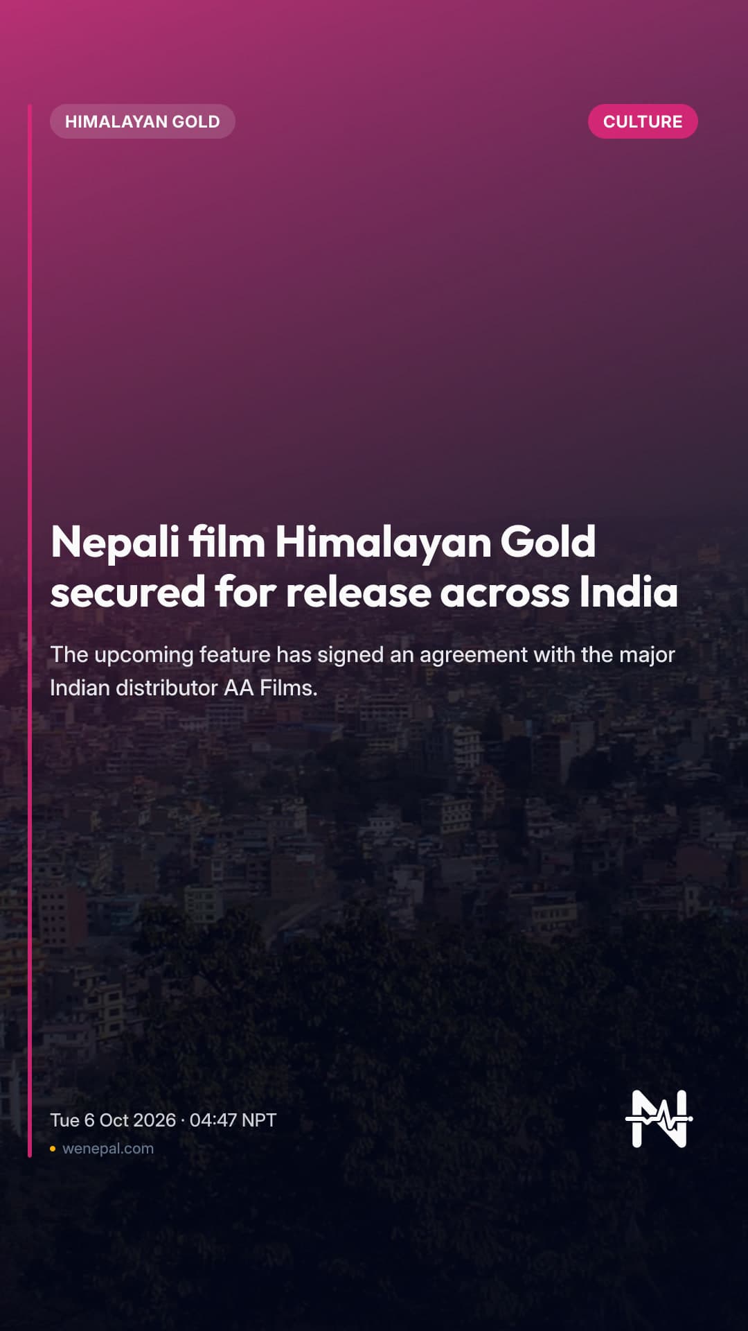Nepali film Himalayan Gold secured for release across India