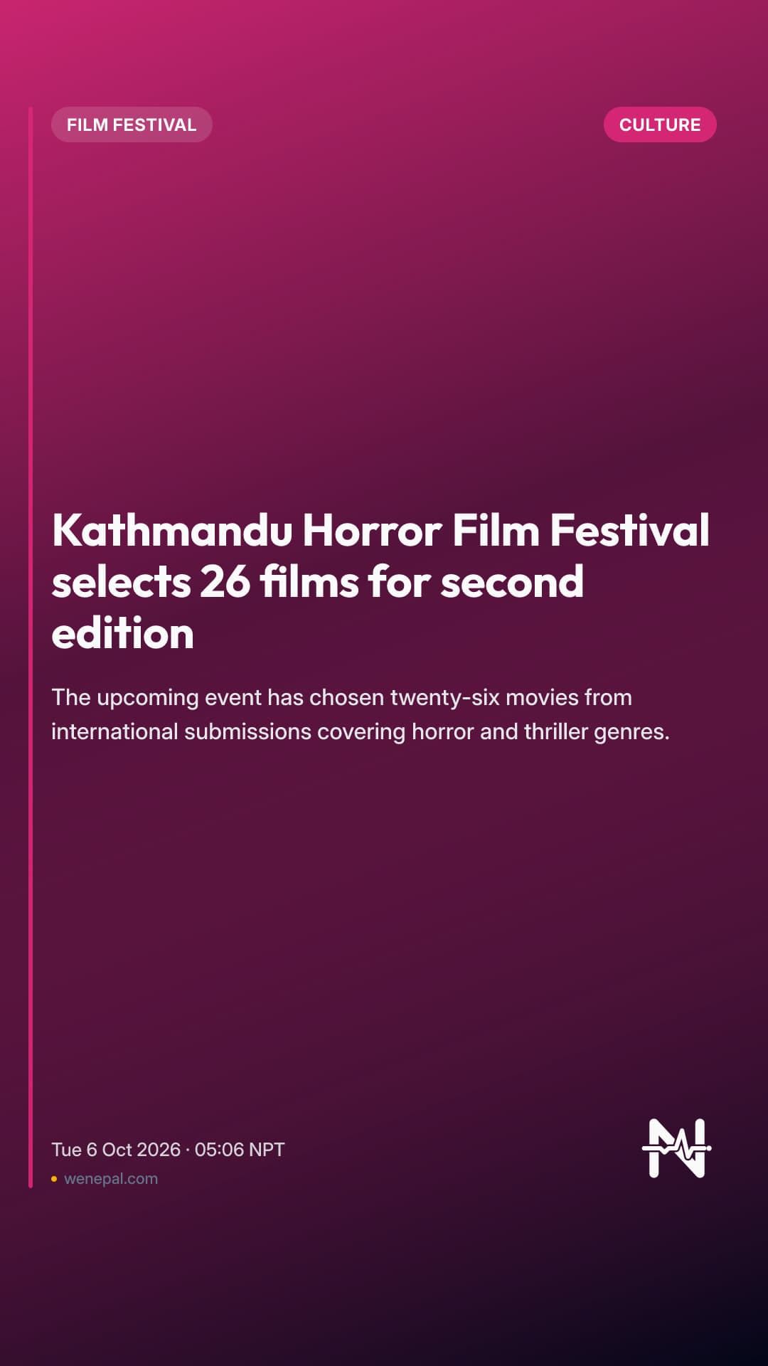 Kathmandu Horror Film Festival selects 26 films for second edition