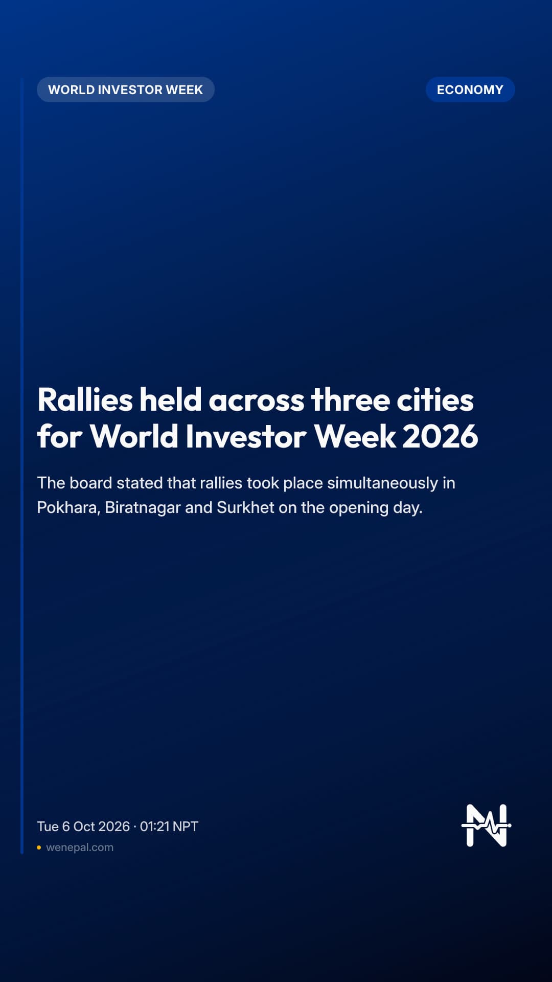 Rallies held across three cities for World Investor Week 2026