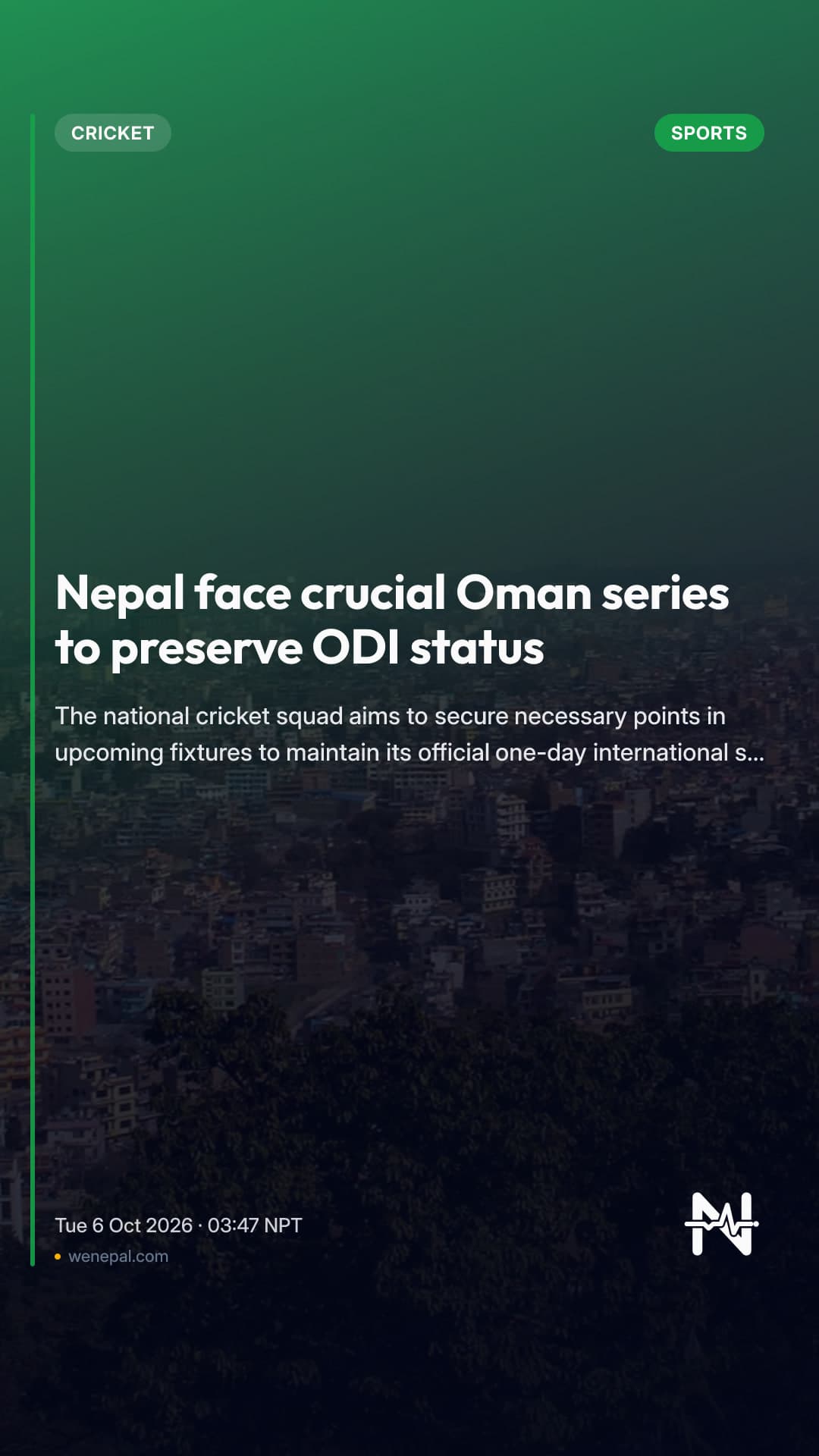 Nepal face crucial Oman series to preserve ODI status