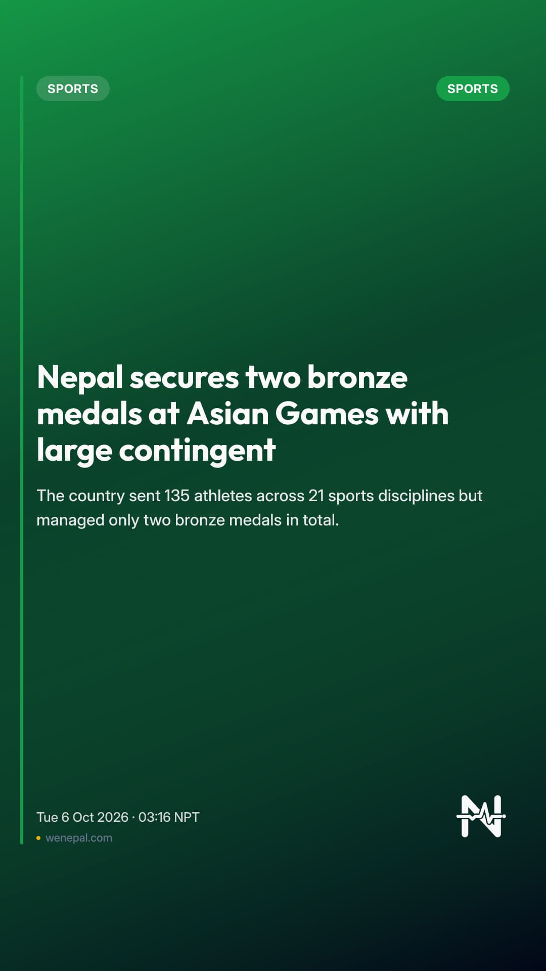 Nepal secures two bronze medals at Asian Games with large contingent