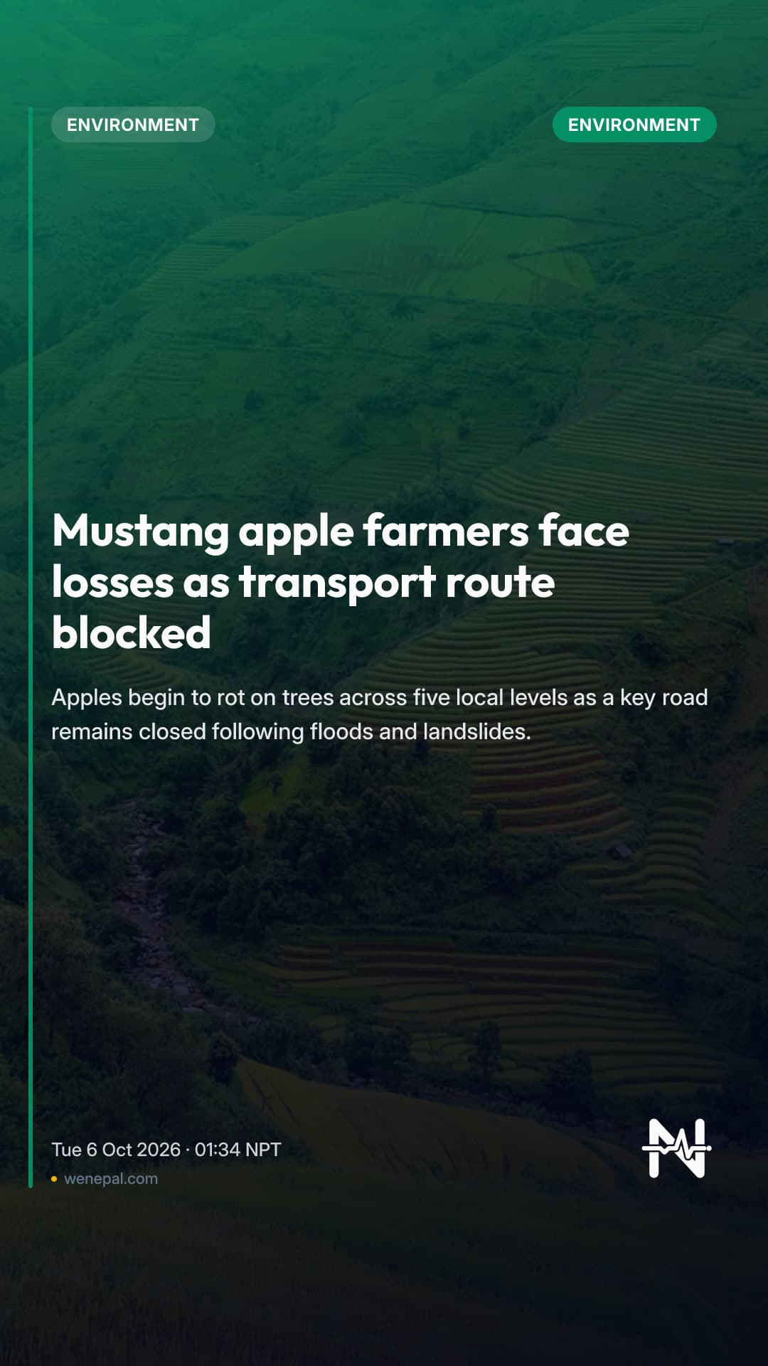 Mustang apple farmers face losses as transport route blocked