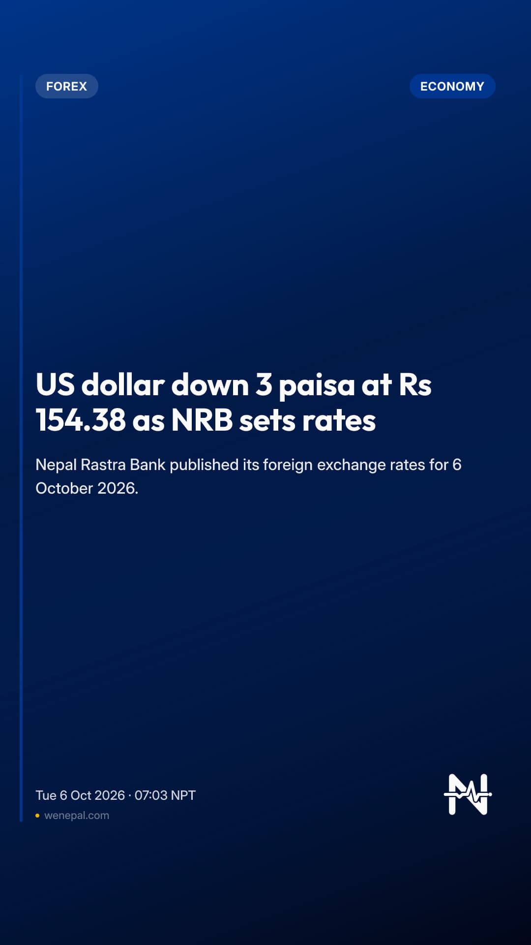 US dollar down 3 paisa at Rs 154.38 as NRB sets rates