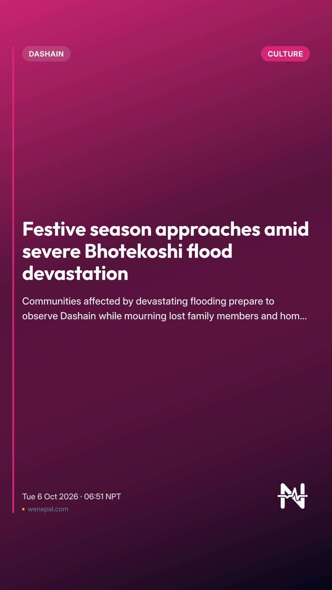Festive season approaches amid severe Bhotekoshi flood devastation