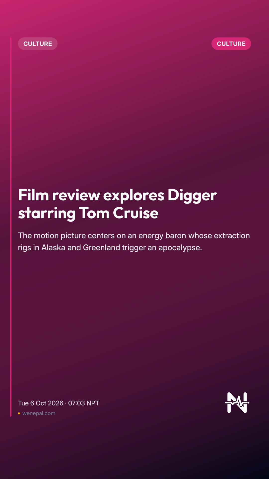 Film review explores Digger starring Tom Cruise