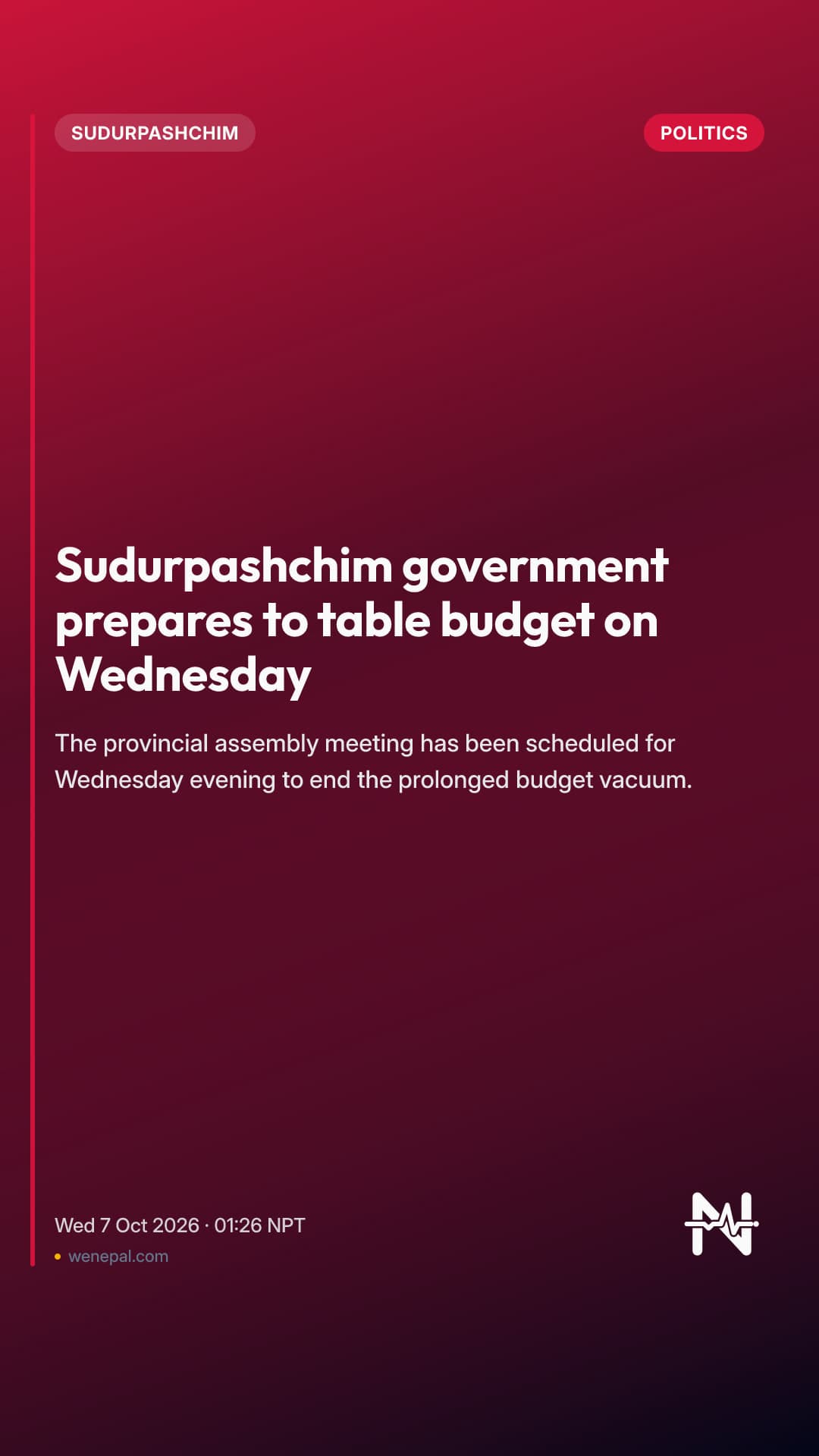 Sudurpashchim government prepares to table budget on Wednesday