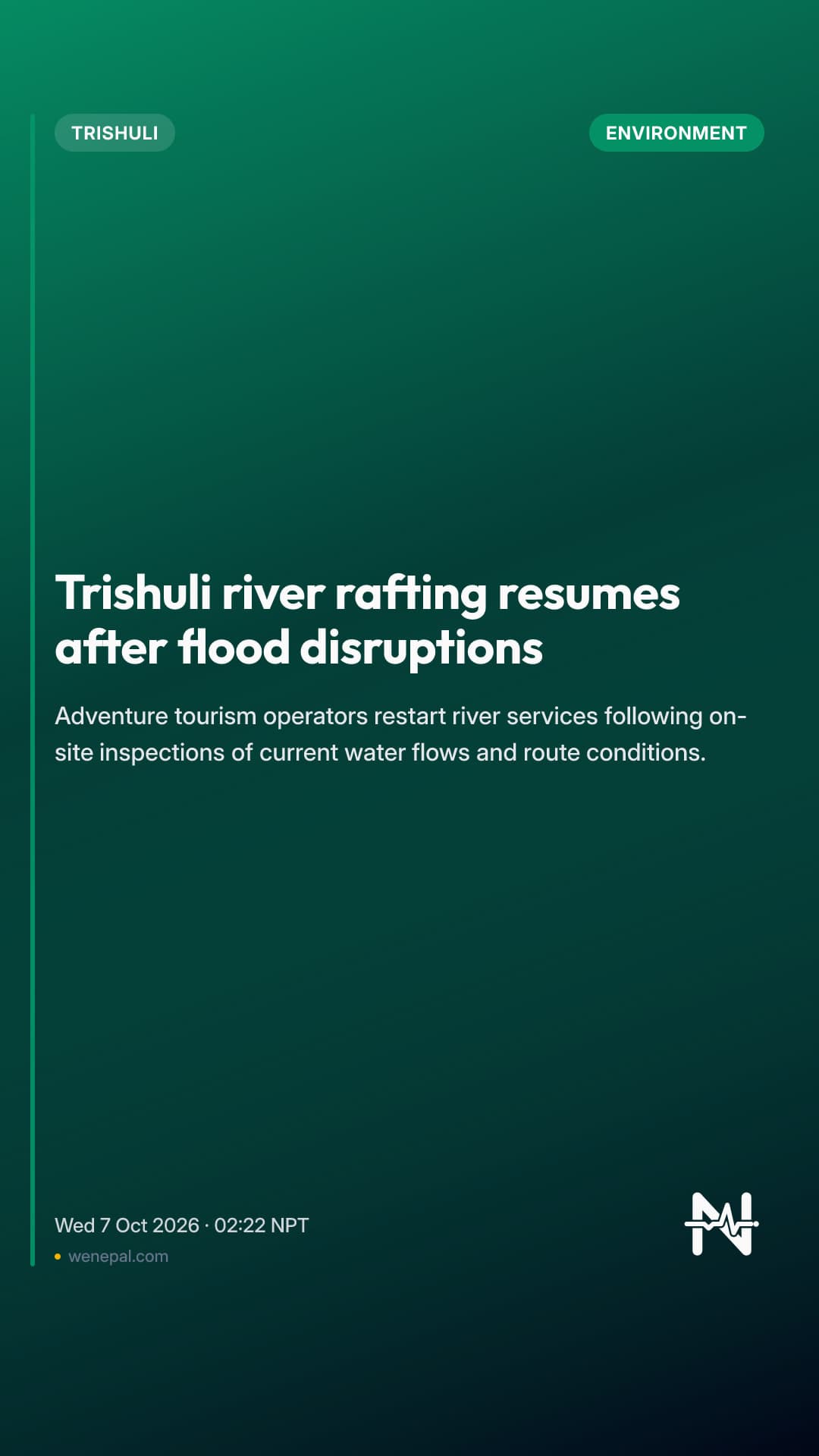 Trishuli river rafting resumes after flood disruptions