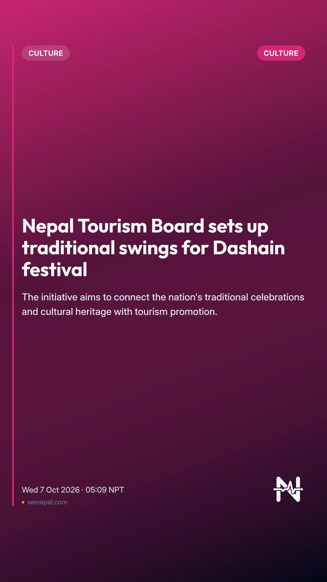 Nepal Tourism Board sets up traditional swings for Dashain festival