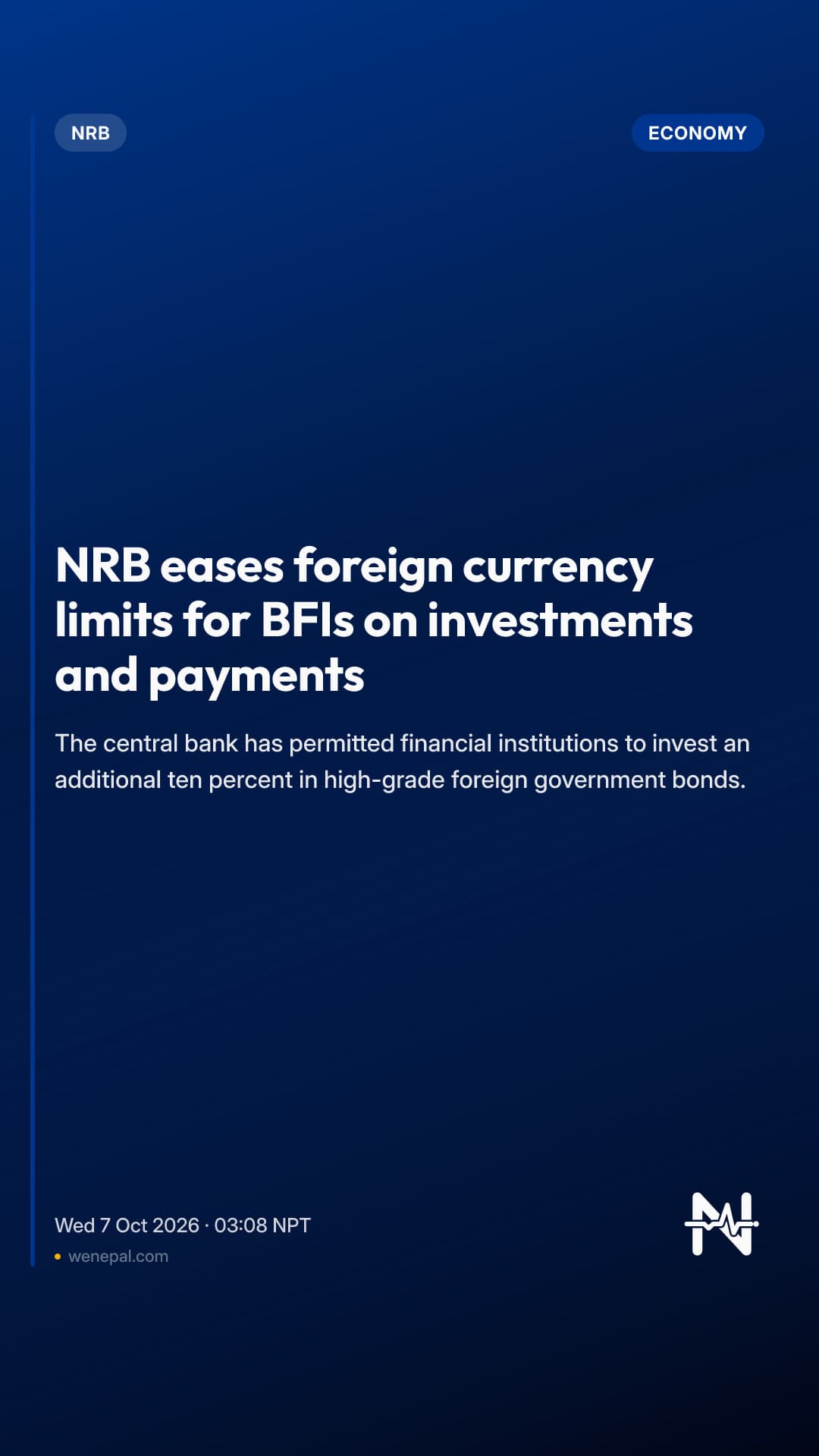 NRB eases foreign currency limits for BFIs on investments and payments