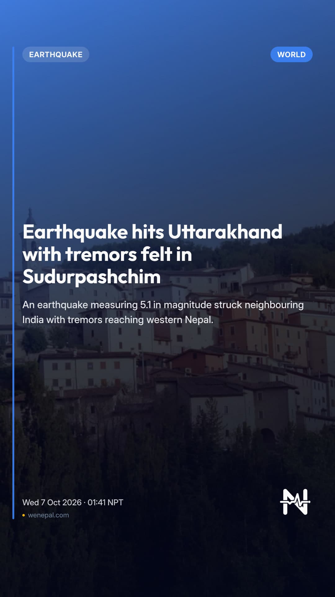 Earthquake hits Uttarakhand with tremors felt in Sudurpashchim
