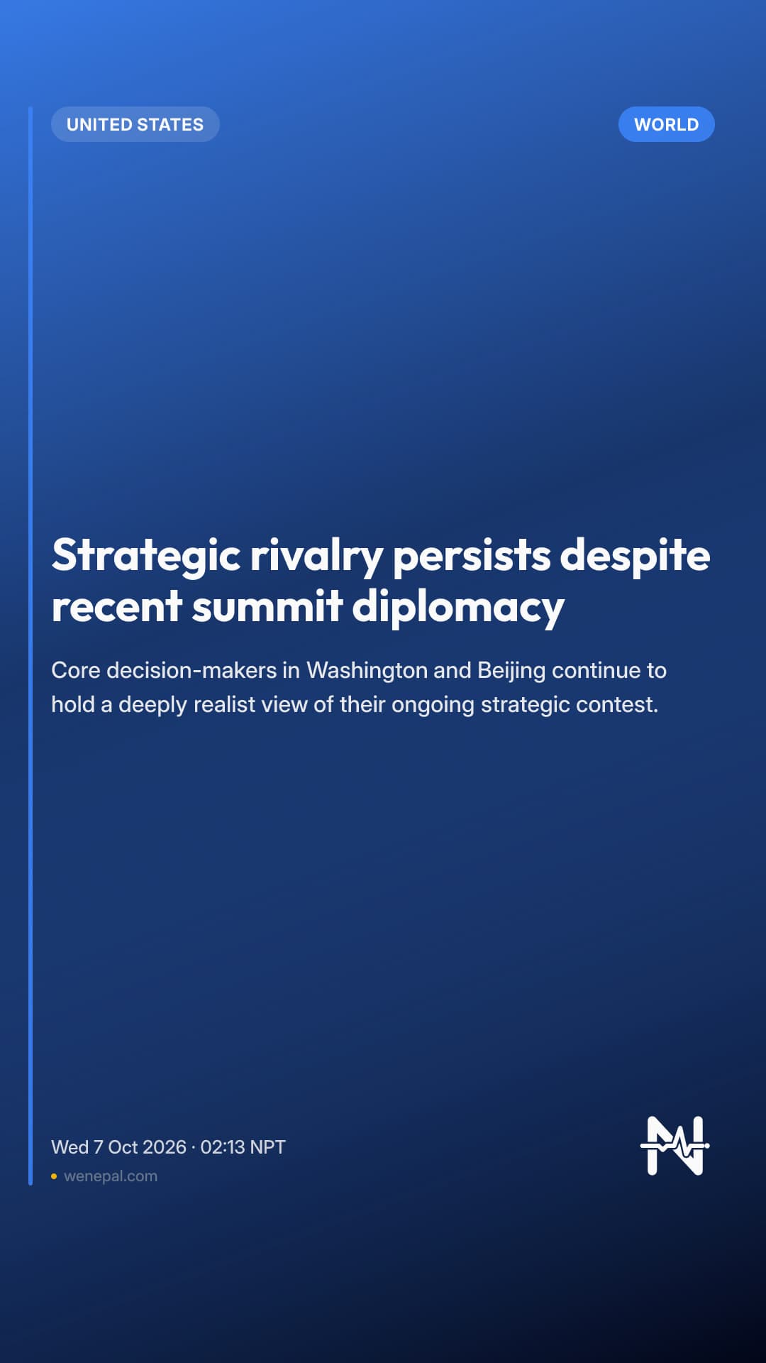 Strategic rivalry persists despite recent summit diplomacy