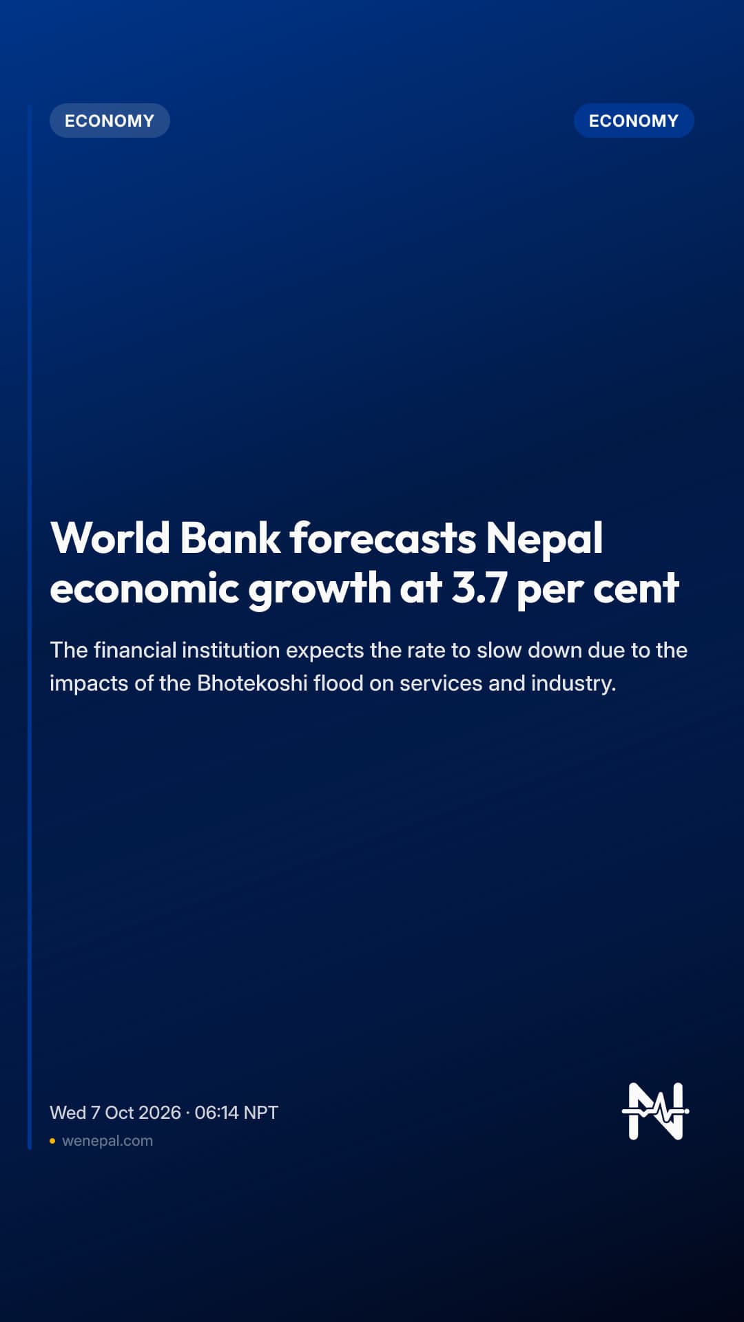World Bank forecasts Nepal economic growth at 3.7 per cent