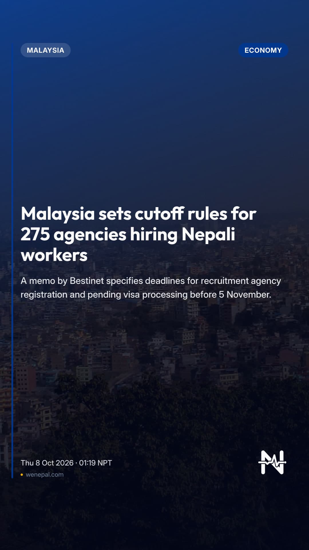 Malaysia sets cutoff rules for 275 agencies hiring Nepali workers