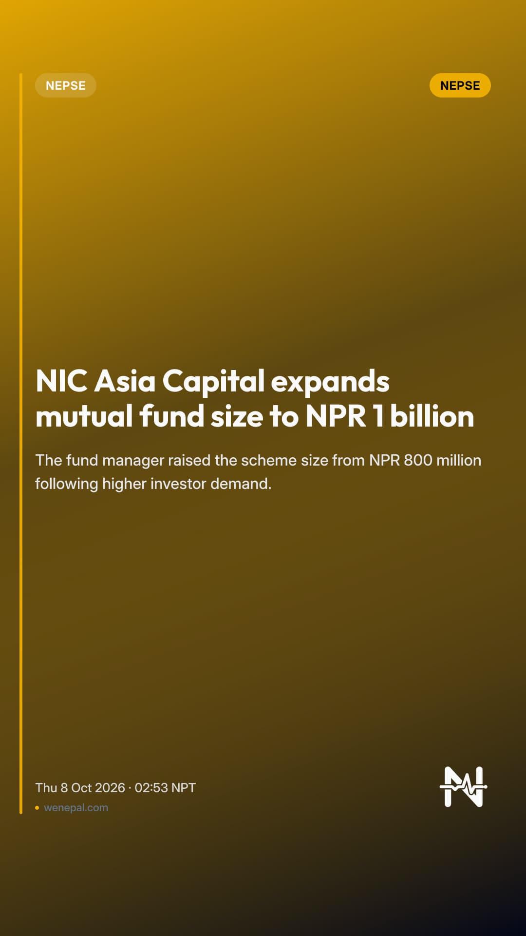 NIC Asia Capital expands mutual fund size to NPR 1 billion