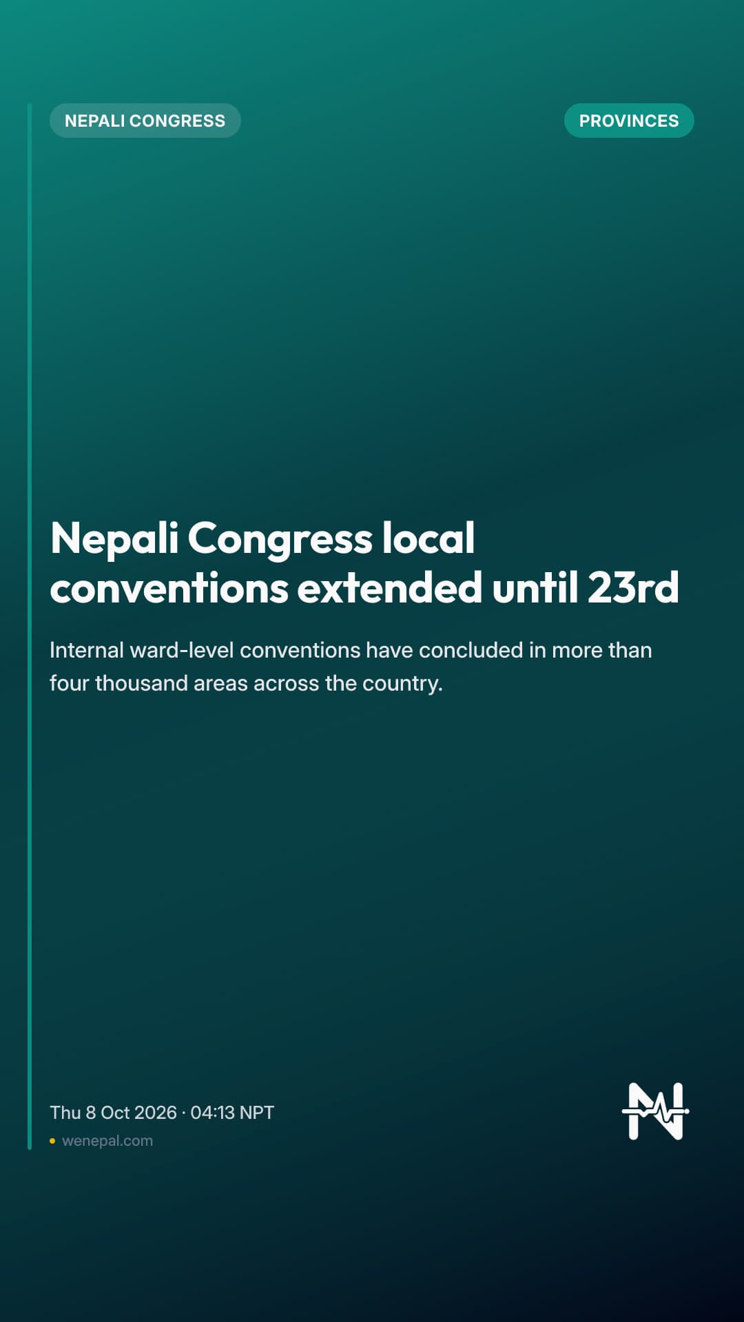 Nepali Congress local conventions extended until 23rd